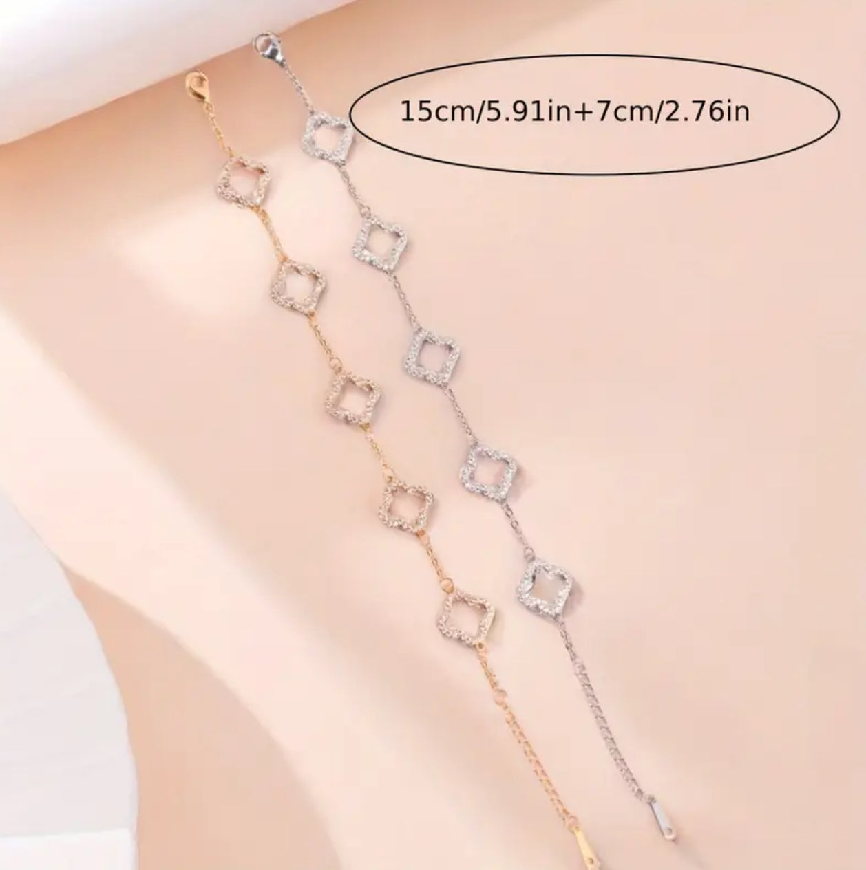 Cubic Clover Silver Tone Bracelet