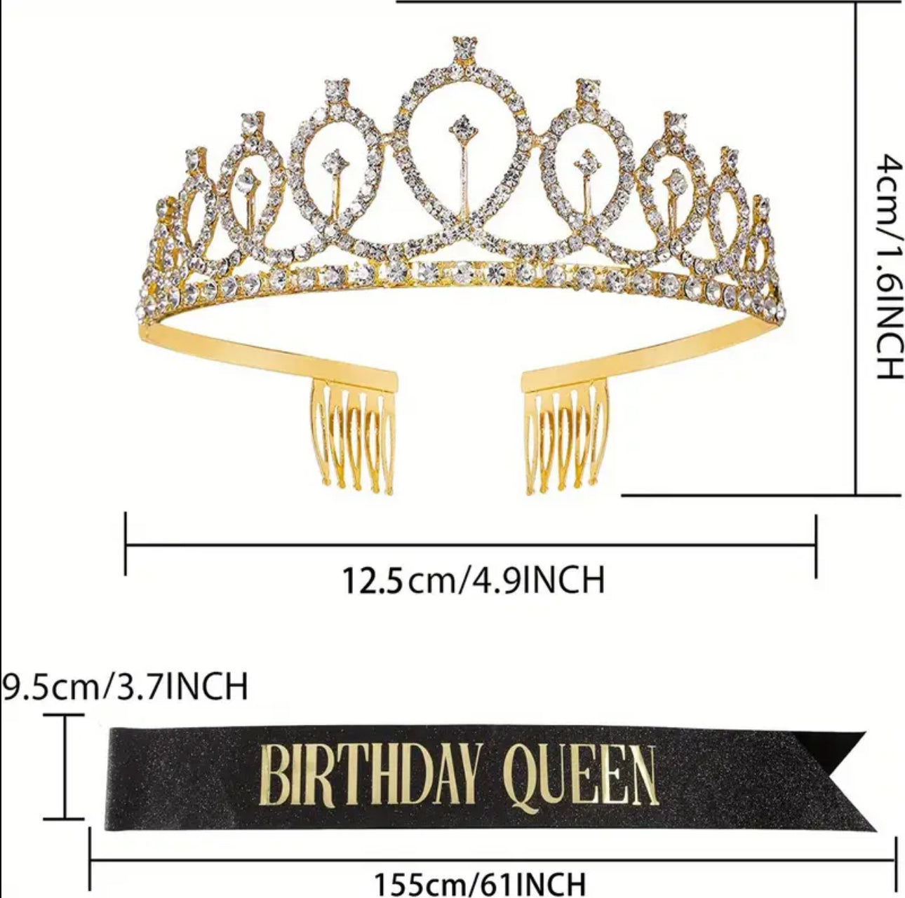 Birthday Queen Sash & Rhinestone Tiara Set