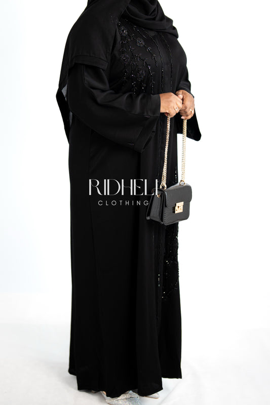 NISHA BLACK BEADED ABAYA
