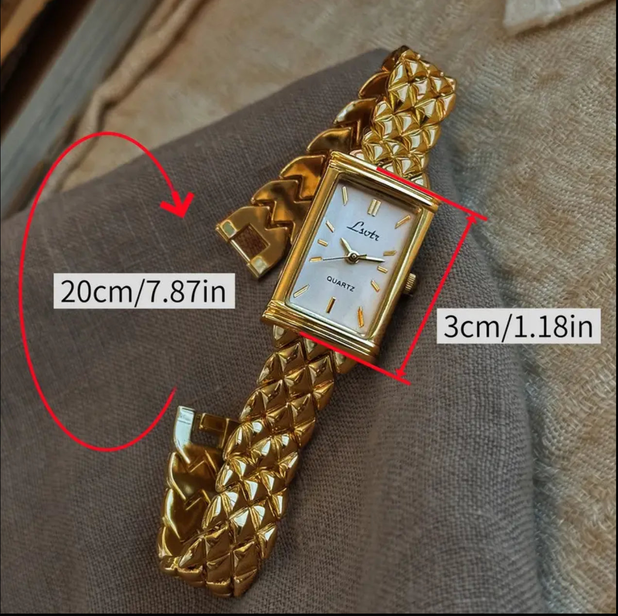 Vintage Golden Square Dial Women'S Watch
