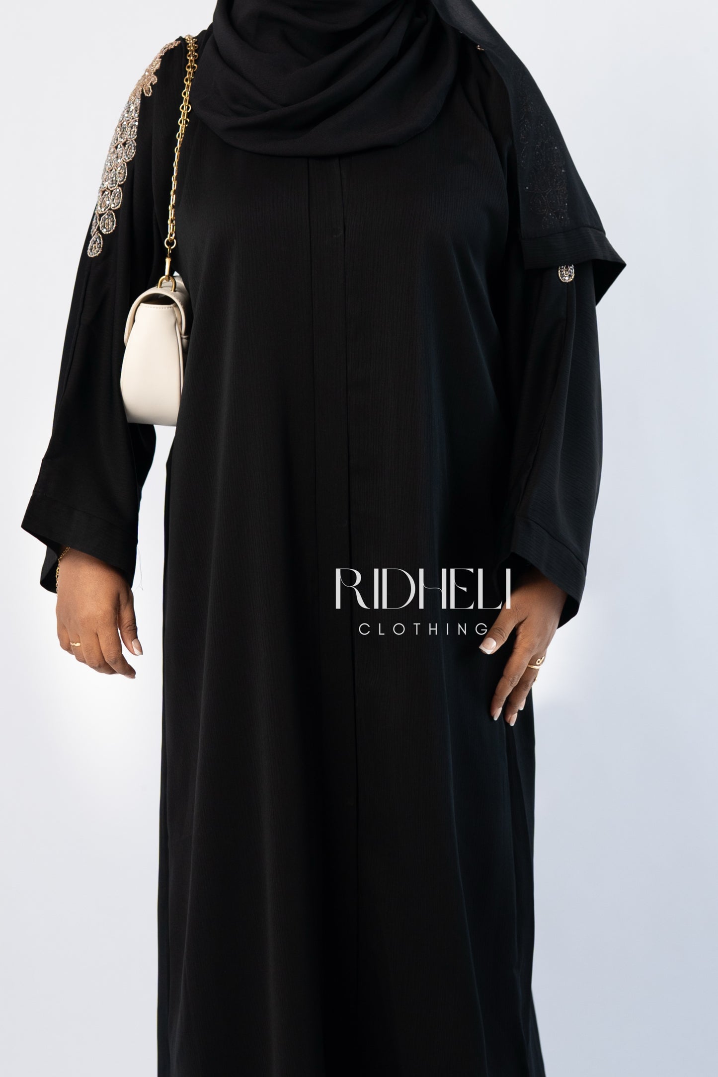NAWAL BLACK BEADED ABAYA