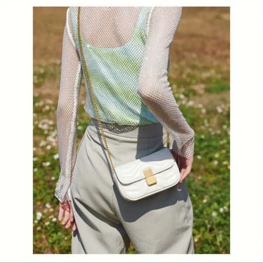 Versatile Diamond Pattern Embroidered Handbag