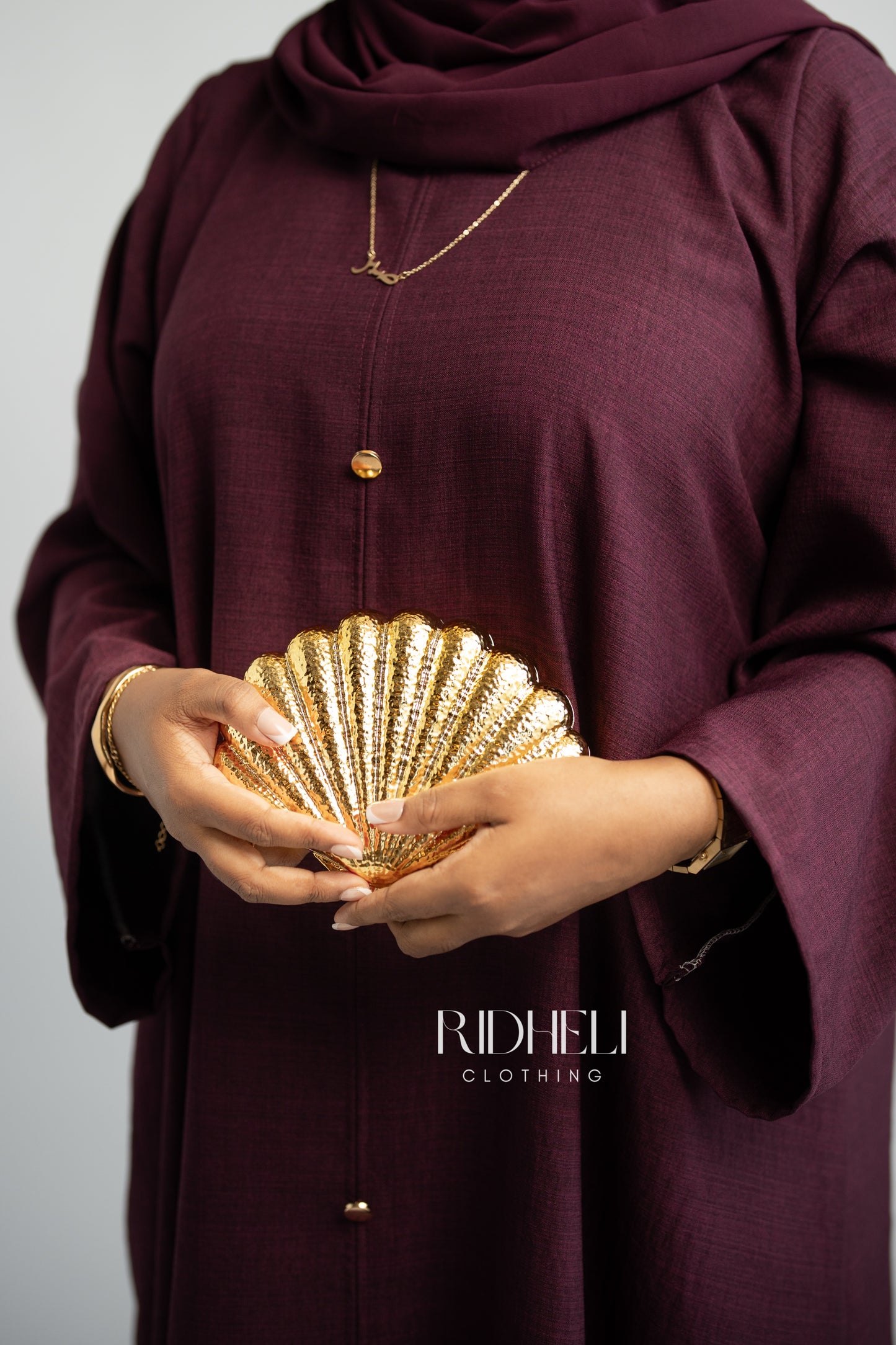 BURGUNDY LINEN ABAYA