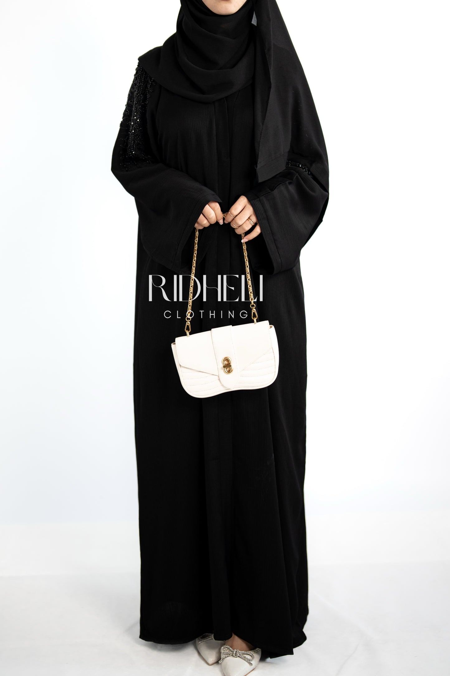 EILA BLACK BEADED ABAYA