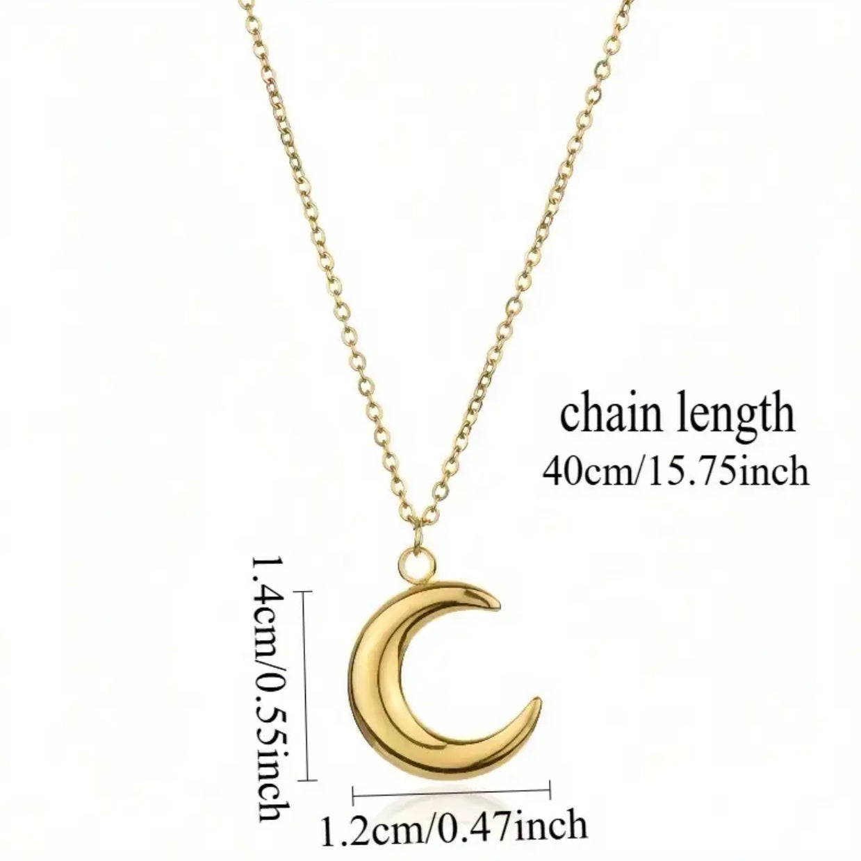 Gold Crescent Moon Necklace (Stainless Steel)
