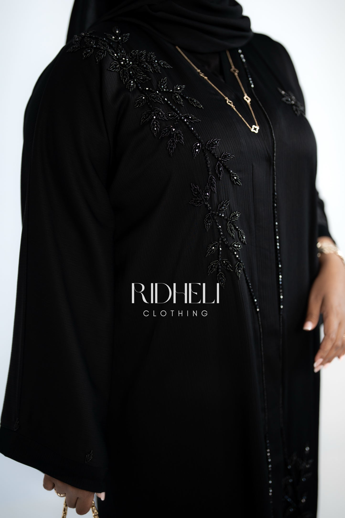 HAYAA BLACK BEADED ABAYA