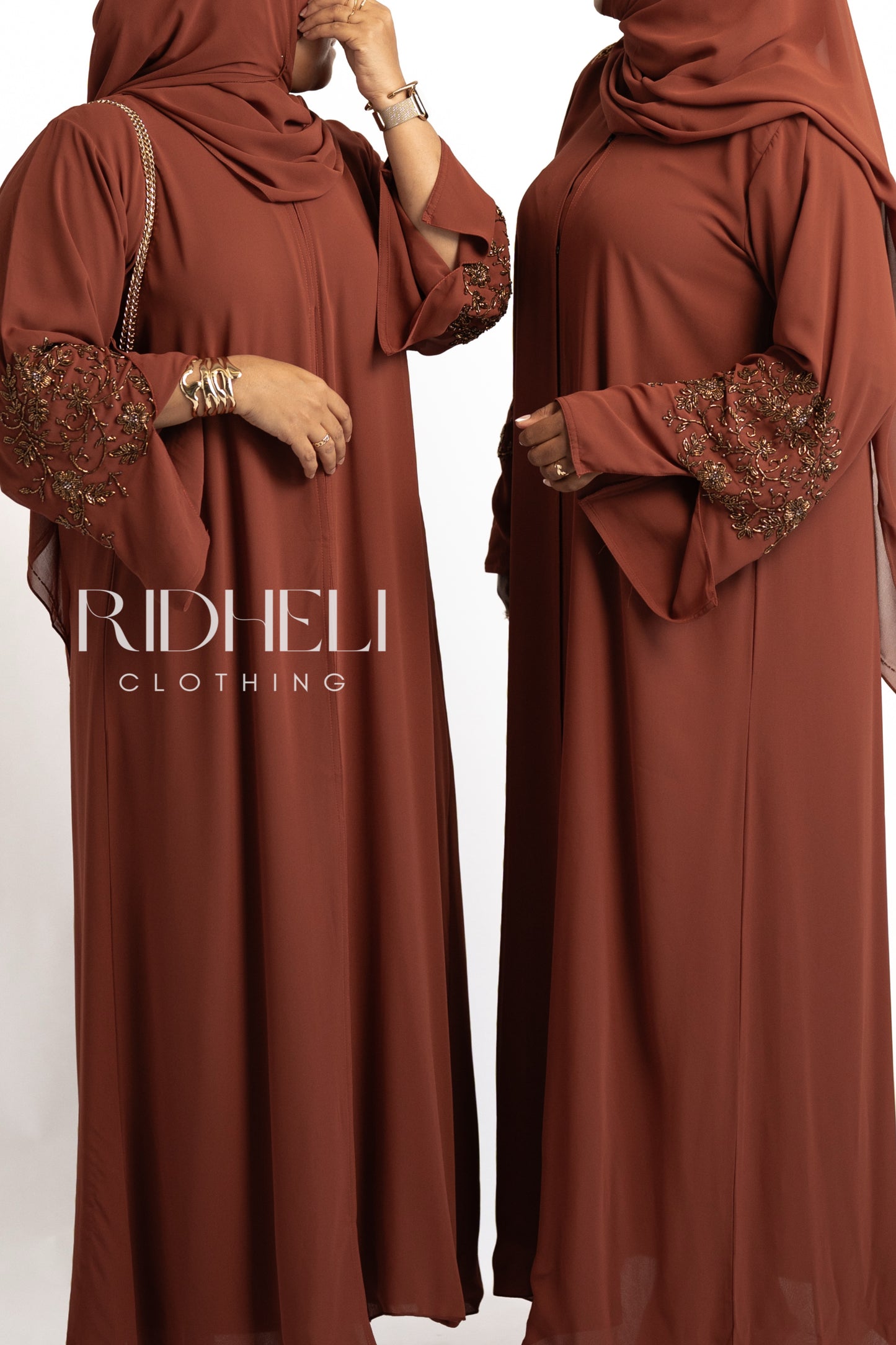 AMIRA BURNT ORANGE BEADED ABAYA
