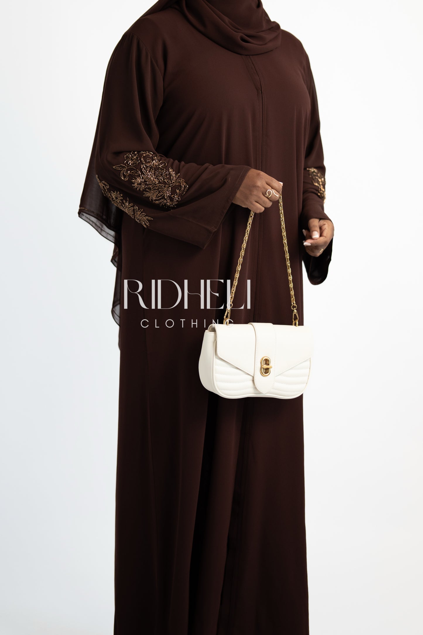 SANAYA BROWN BEADED ABAYA