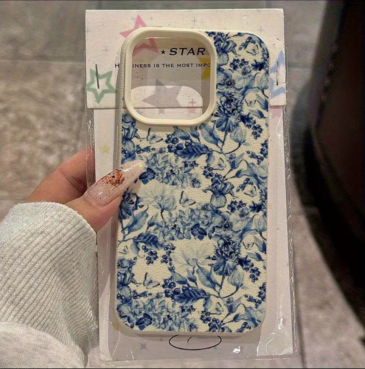 Blue and White Procelain Flower Design Soft Phone Case
