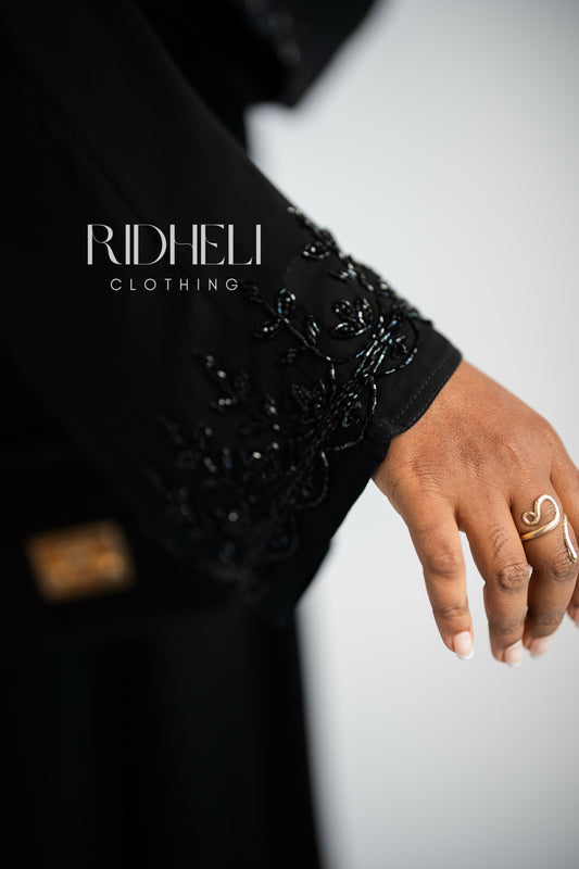 ARIAL BLACK BEADED ABAYA