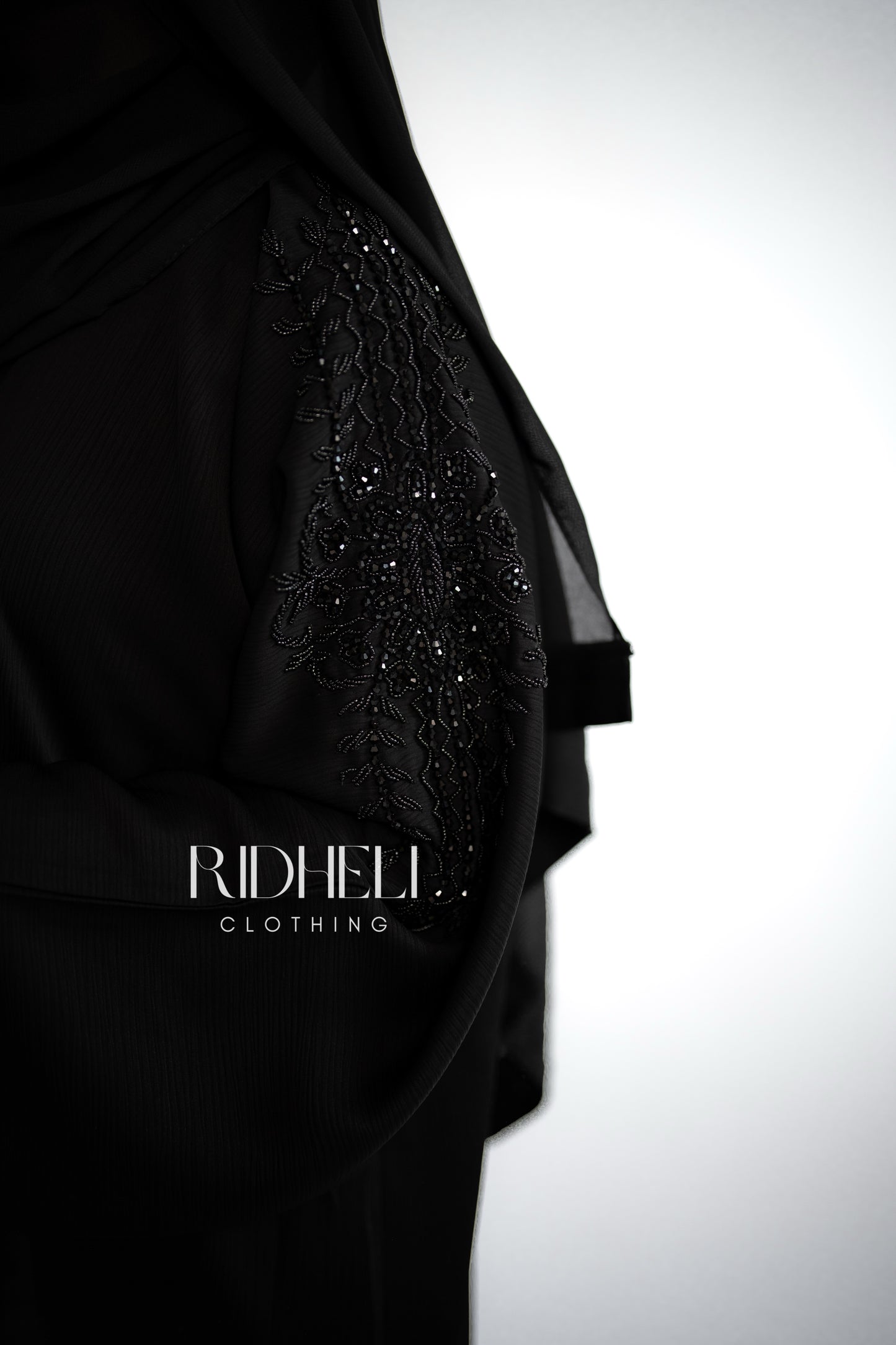 EILA BLACK BEADED ABAYA