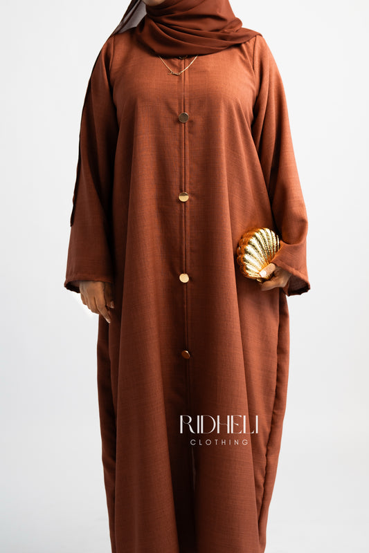 DARK ORANGE LINEN ABAYA