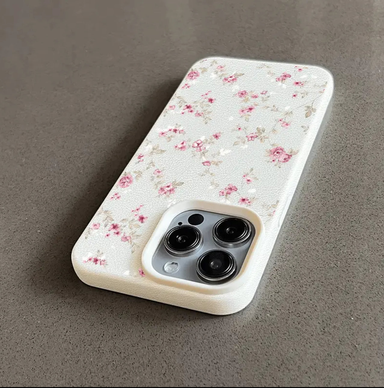 Spring Pink Pattern Faux Leather Phone Case