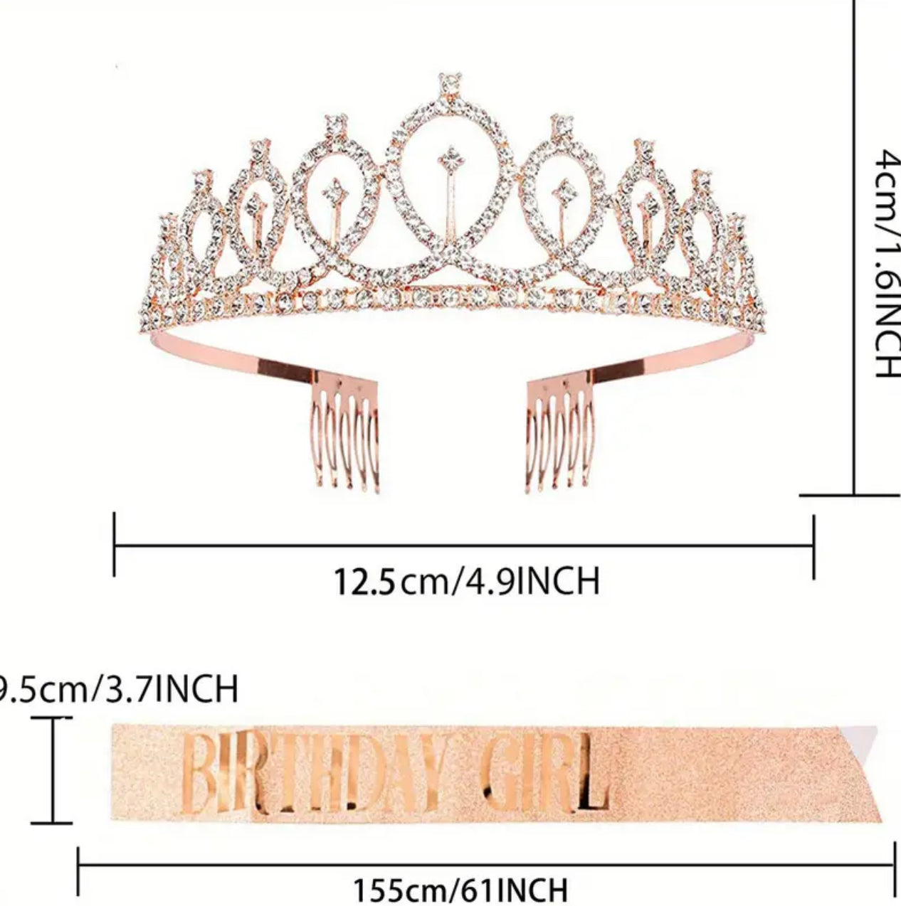 Birthday Girl Sash & Rhinestone Tiara Set