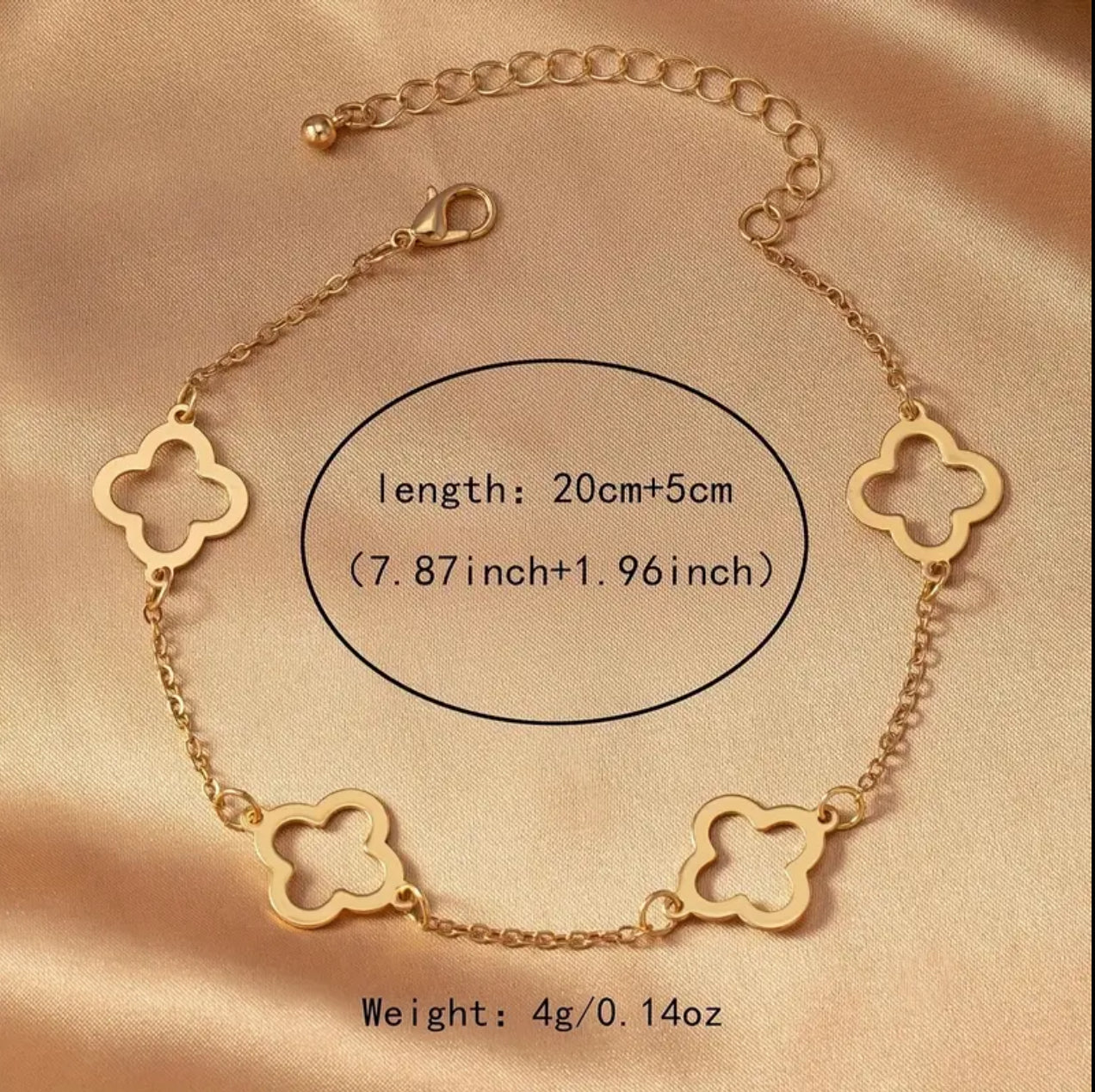 Golden Tone Four Leaf Clover Bracelet