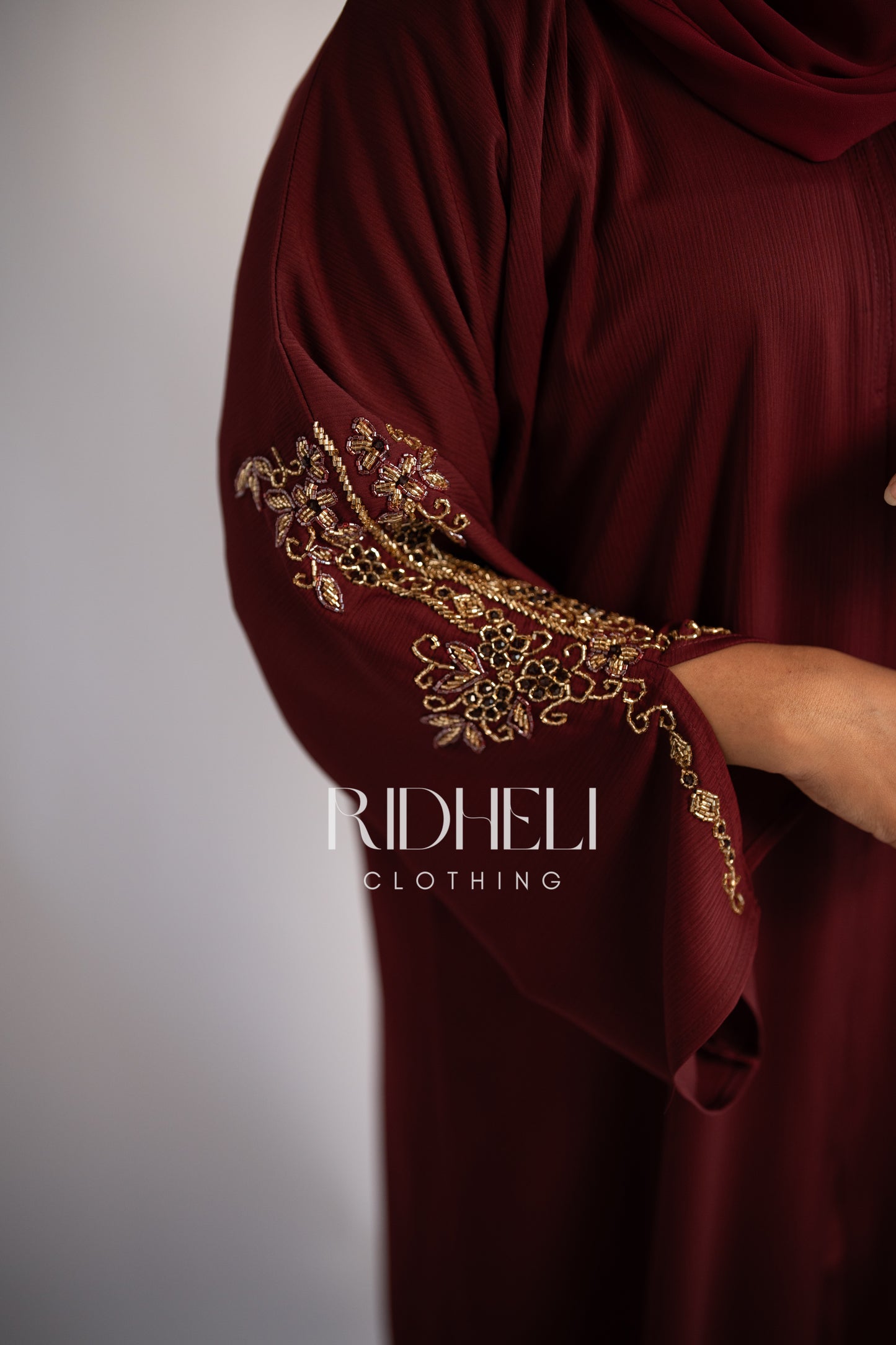 MARIA RED BEADED ABAYA