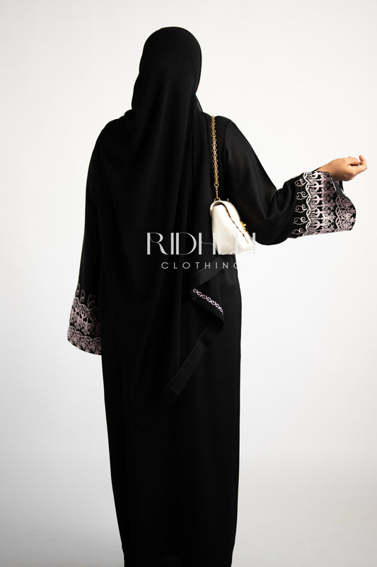 LEILA PINK EMBROIDERY ABAYA
