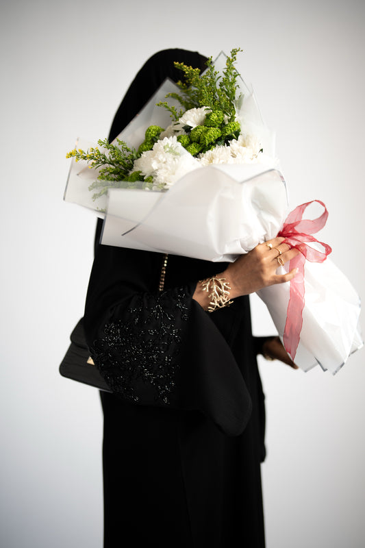 NOOR BLACK BEADED BEADED ABAYA