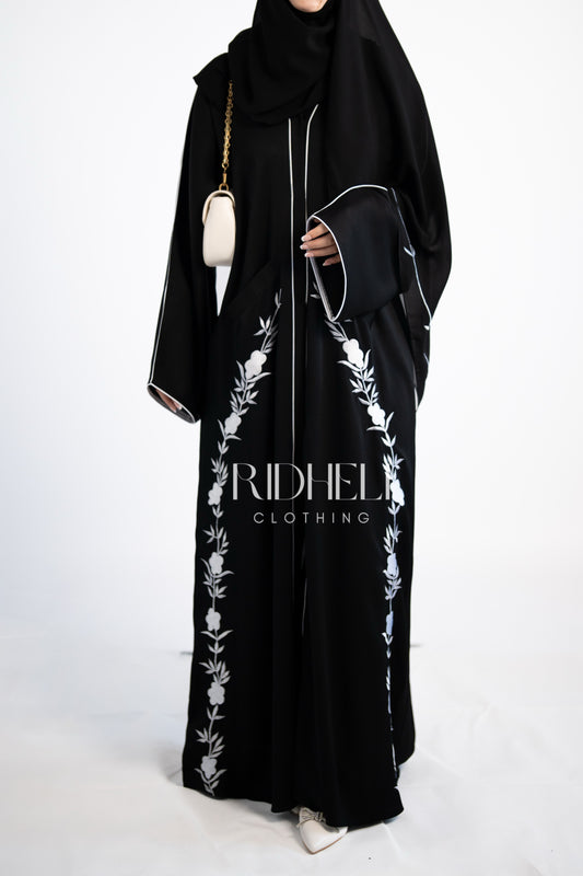 MISHAL BLACK EMBROIDERD ABAYA