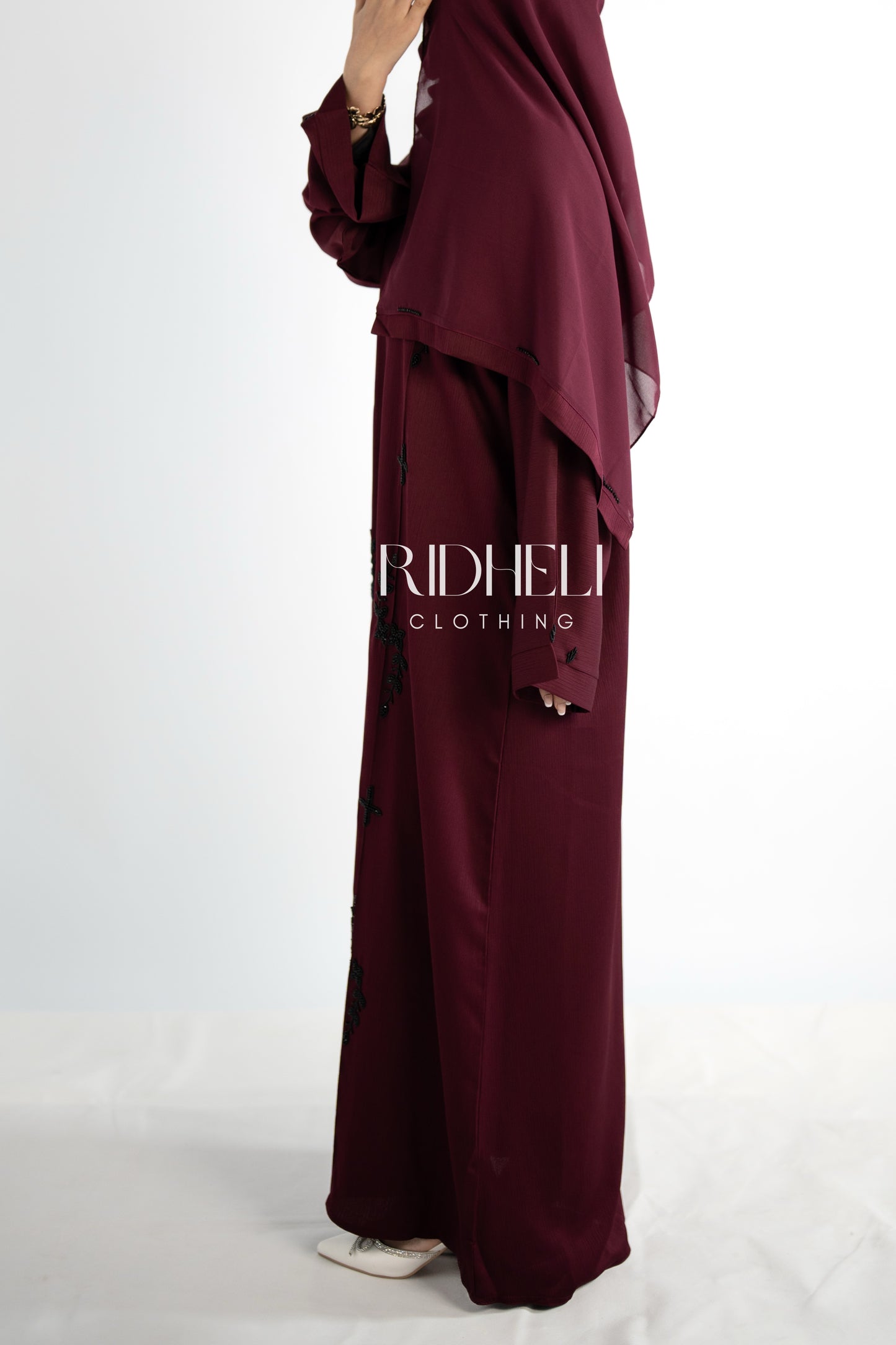 MEERA MAROON BEADED ABAYA