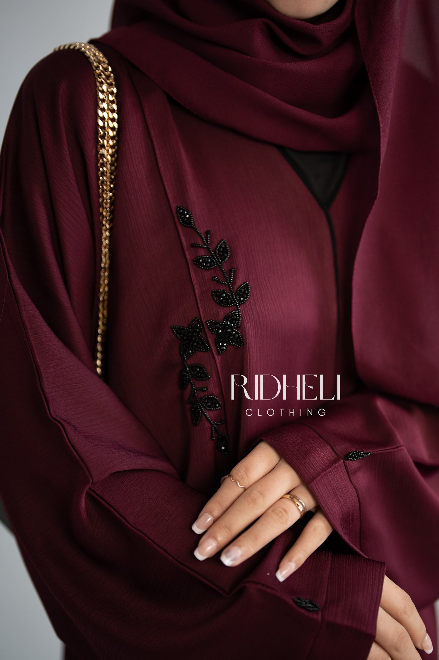 MEERA MAROON BEADED ABAYA
