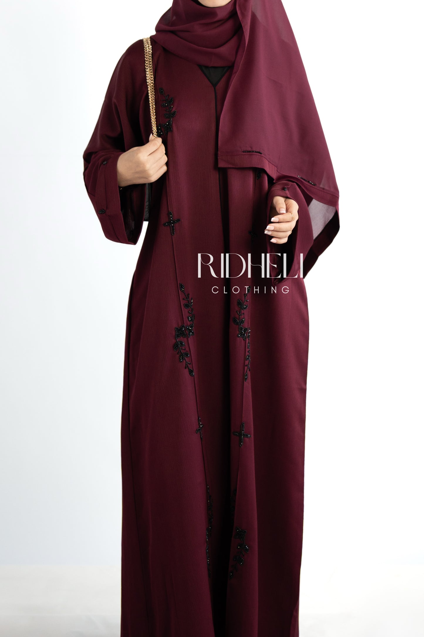 MEERA MAROON BEADED ABAYA