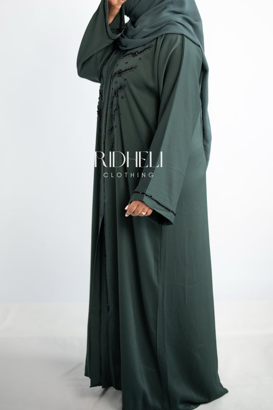 ASMEE GREEN BEADED ABAYA