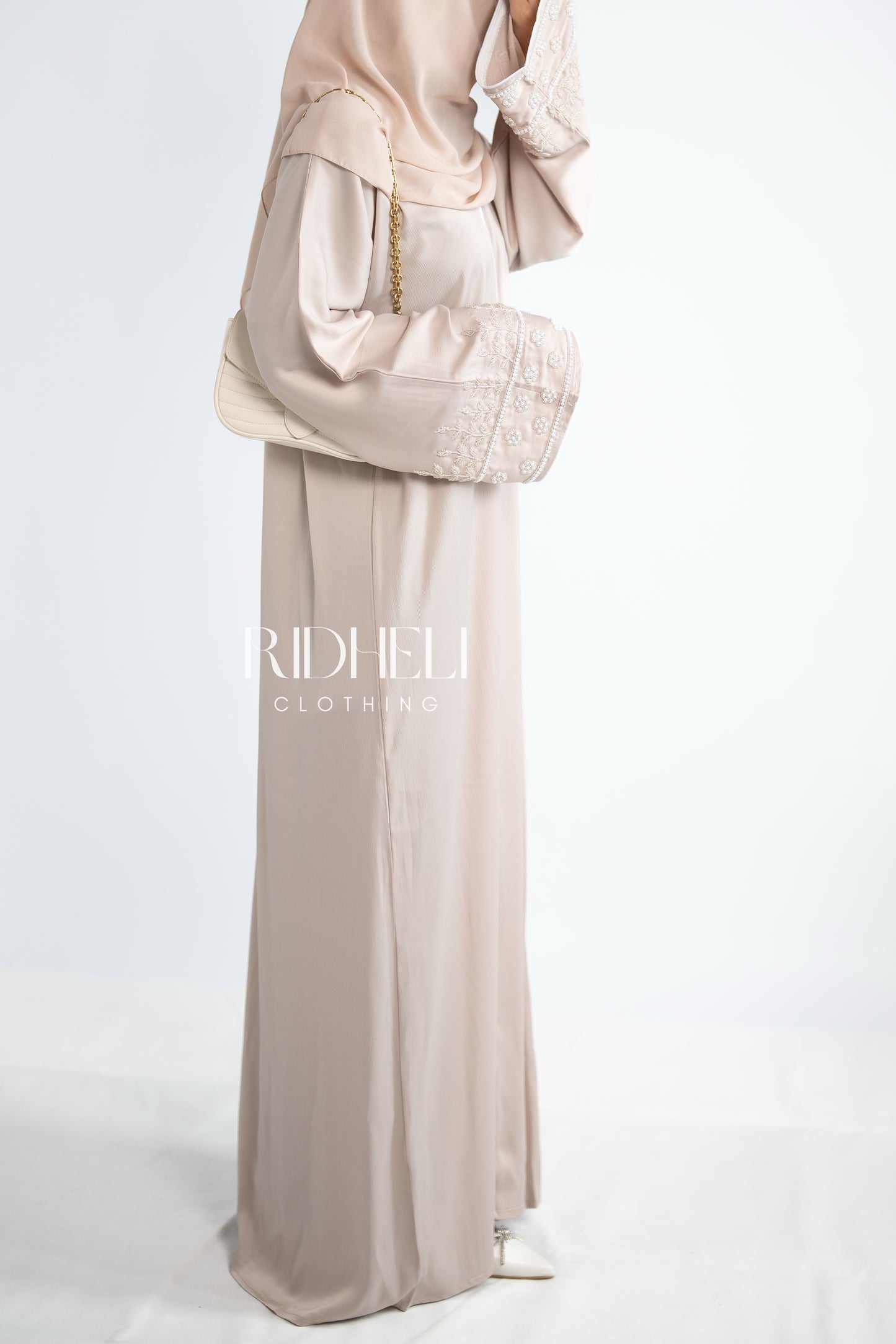 BATUL CREAM BEADED ABAYA