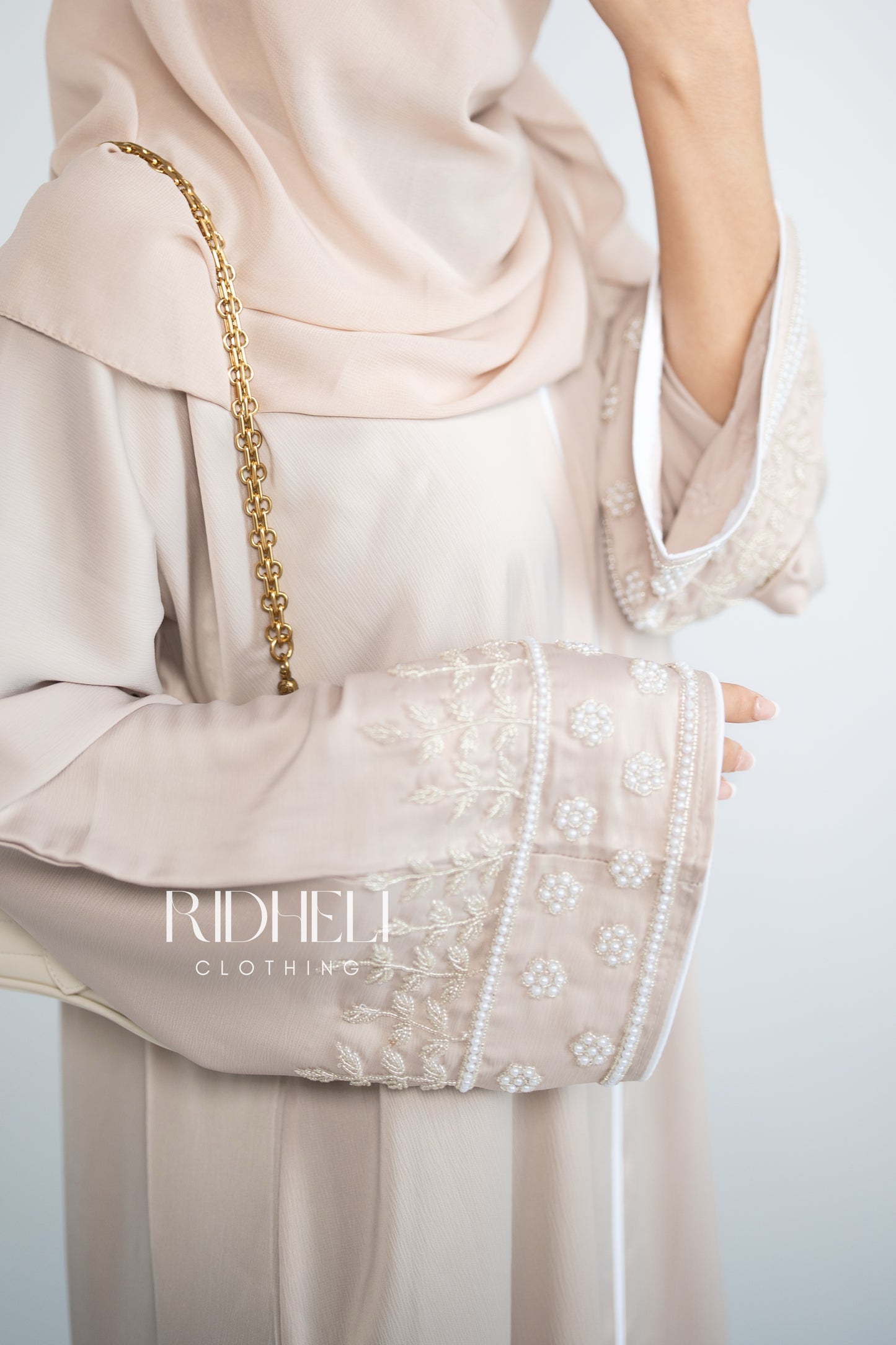 BATUL CREAM BEADED ABAYA