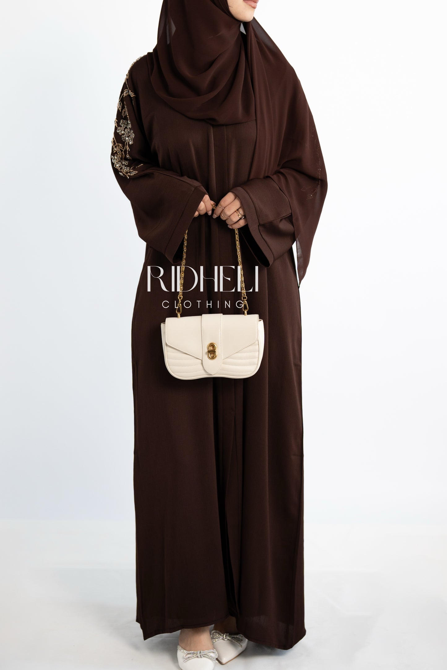 ARMA BROWN BEADED ABAYA