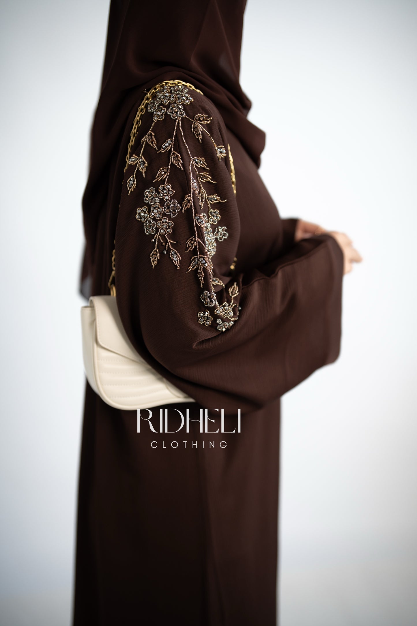 ARMA BROWN BEADED ABAYA