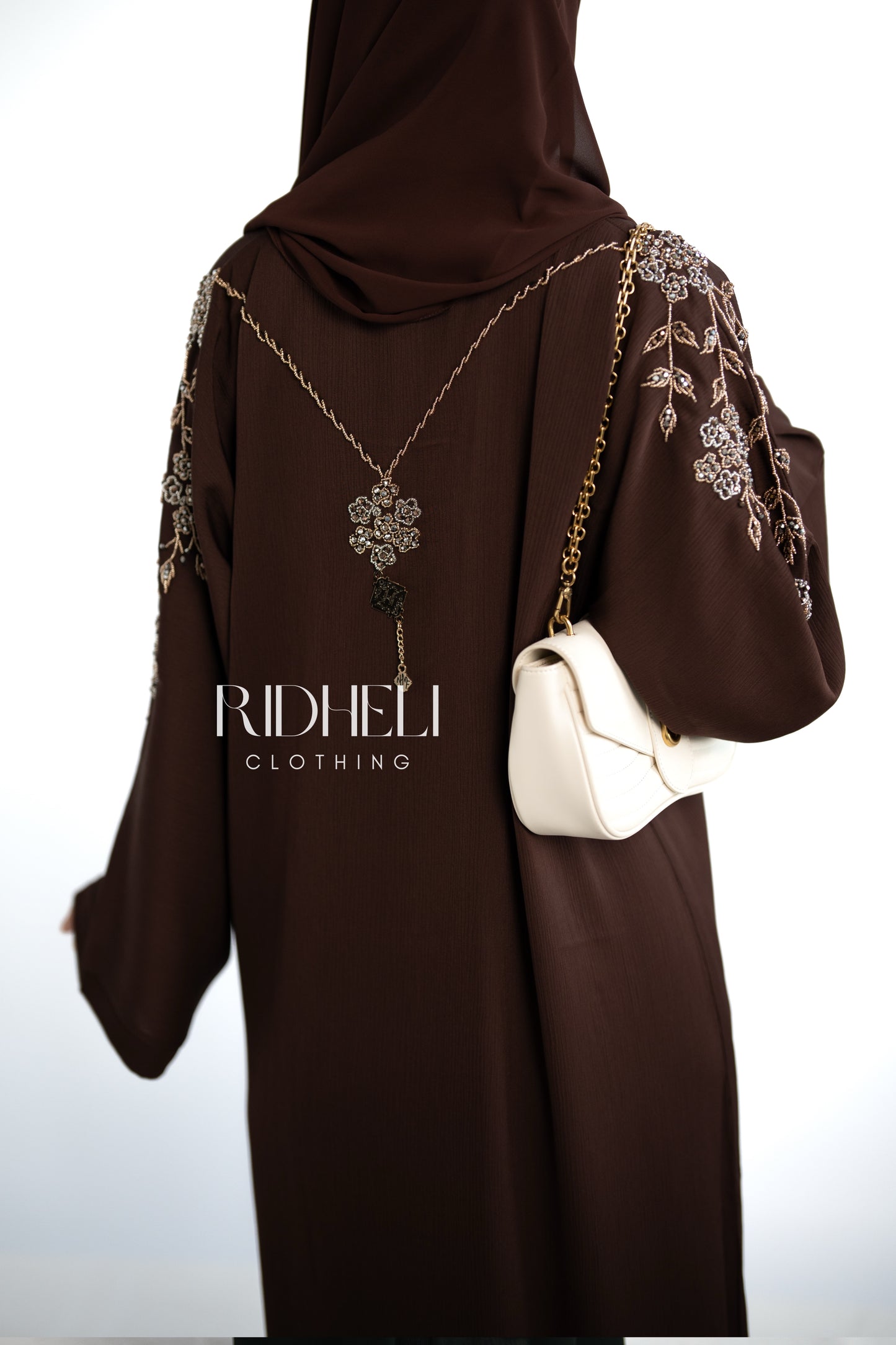 ARMA BROWN BEADED ABAYA