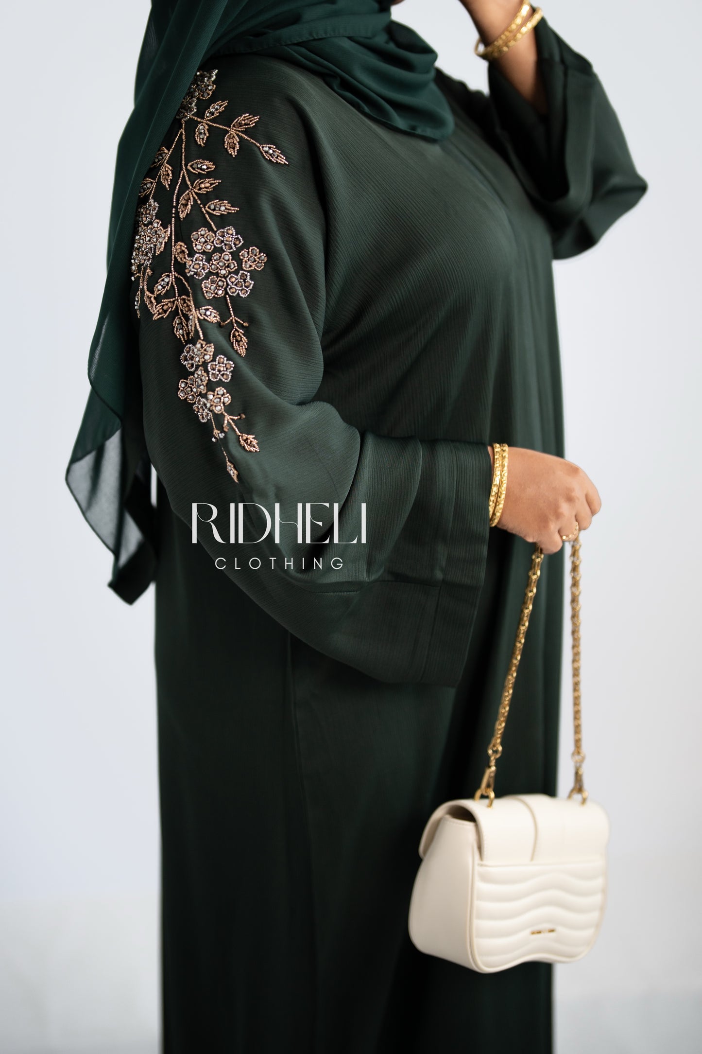 ARMA GREEN BEADED ABAYA