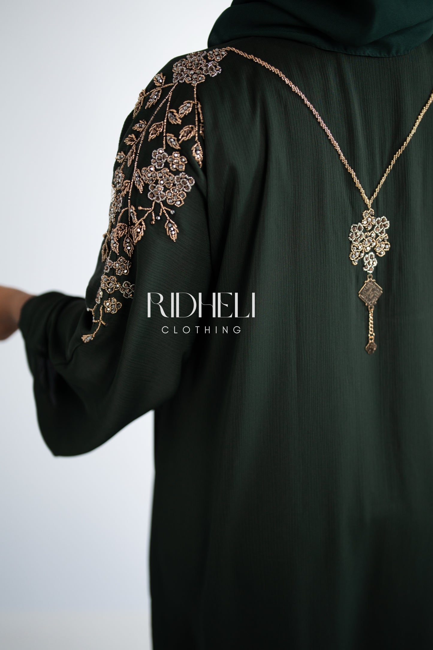 ARMA GREEN BEADED ABAYA