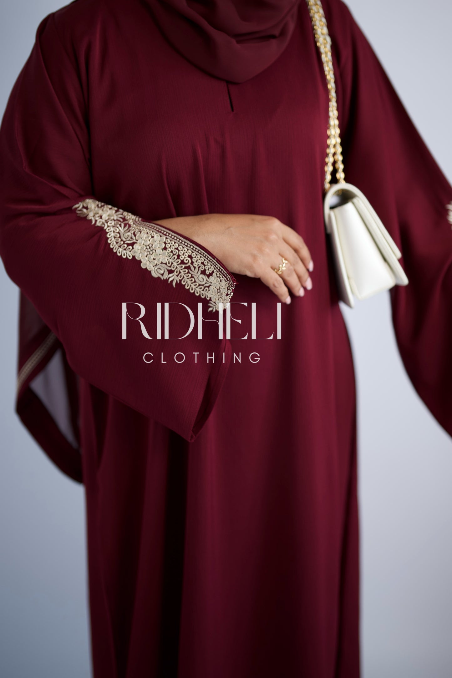 SHAI RED EMBROIDERD ABAYA