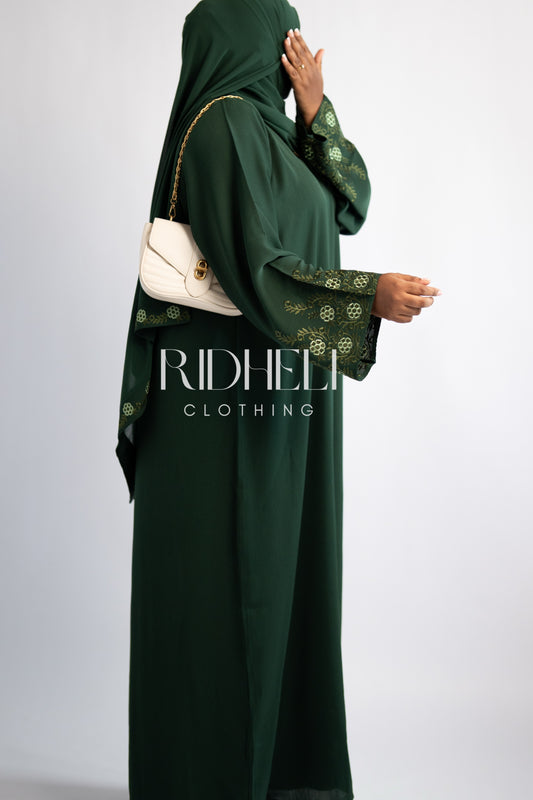 BARAKA GREEN EMBROIDERY ABAYA