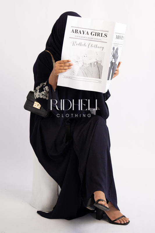 SAMLA DARK NAVY BLUE BEADED ABAYA