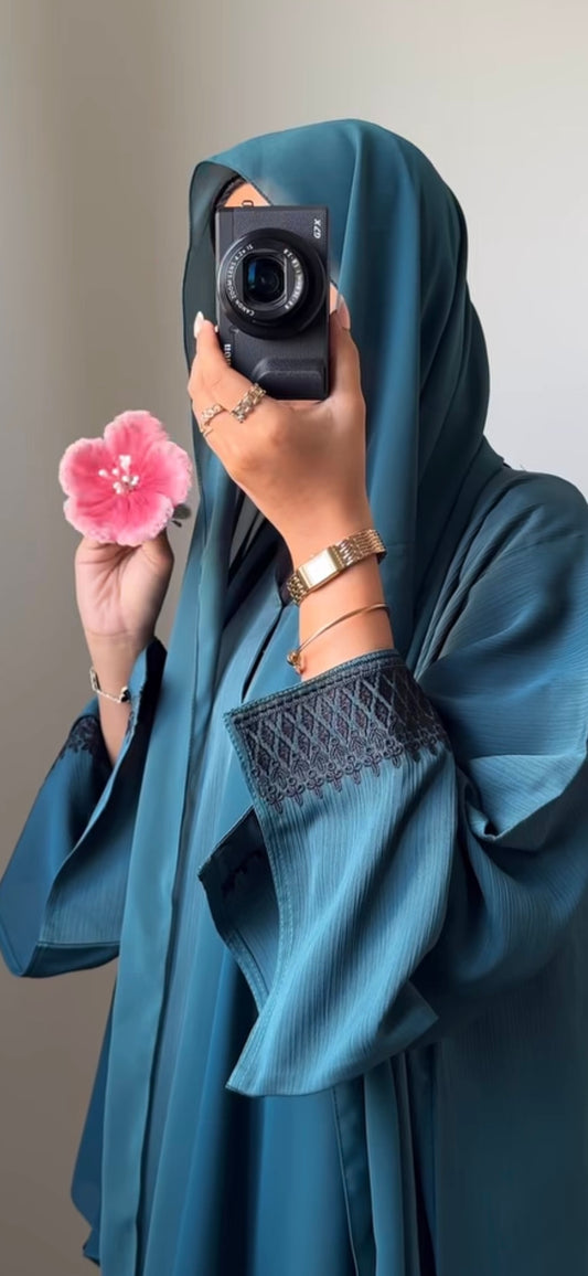 DUA TURKISH BLUE EMBROIDERY ABAYA