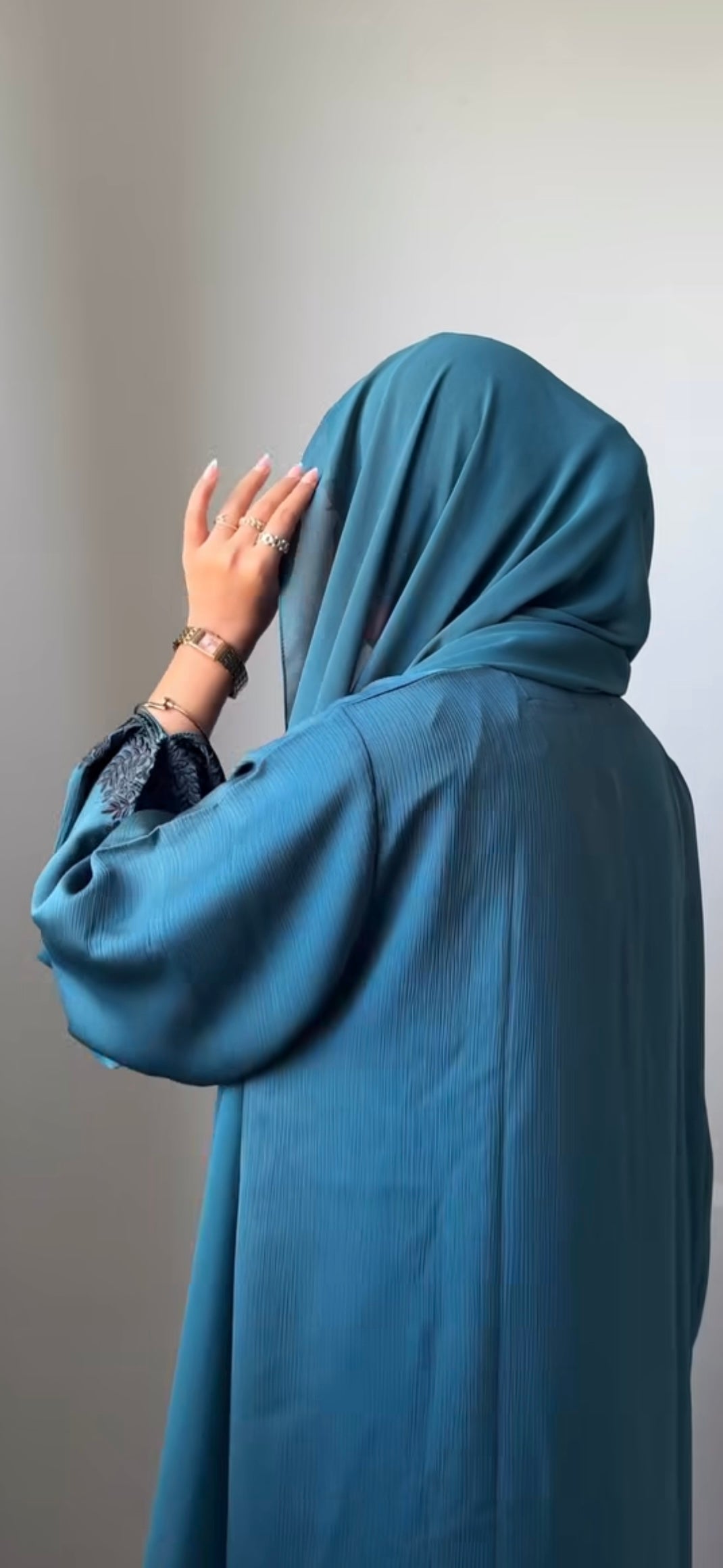 DUA TURKISH BLUE EMBROIDERY ABAYA