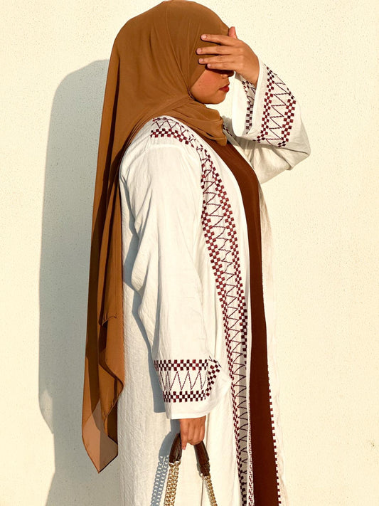 DAWN BROWN EMBROIDERY ABAYA