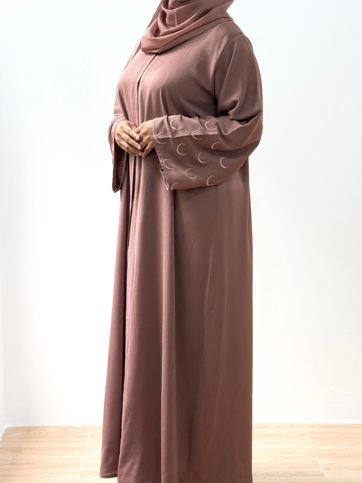 MOON DUSTY PINK EMBROIDERY ABAYA