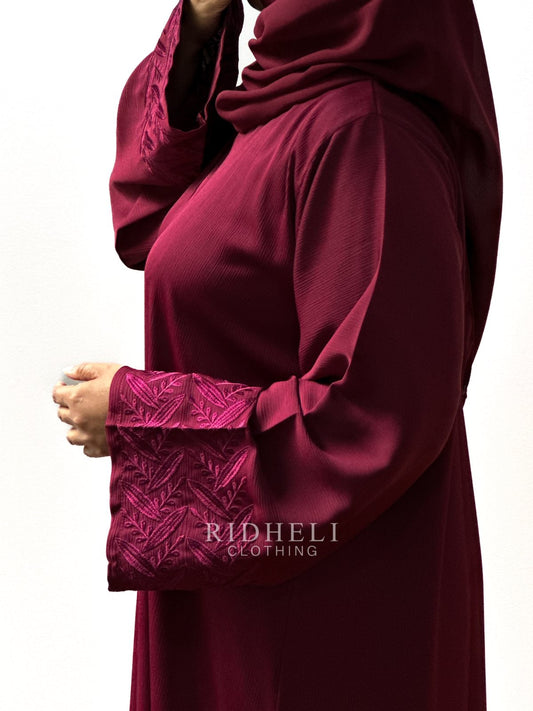 AFLAAL DARD RED EMBROIDERY ABAYA