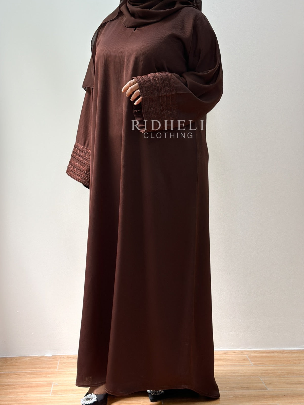 AFRA BROWN EMBROIDERY ABAYA