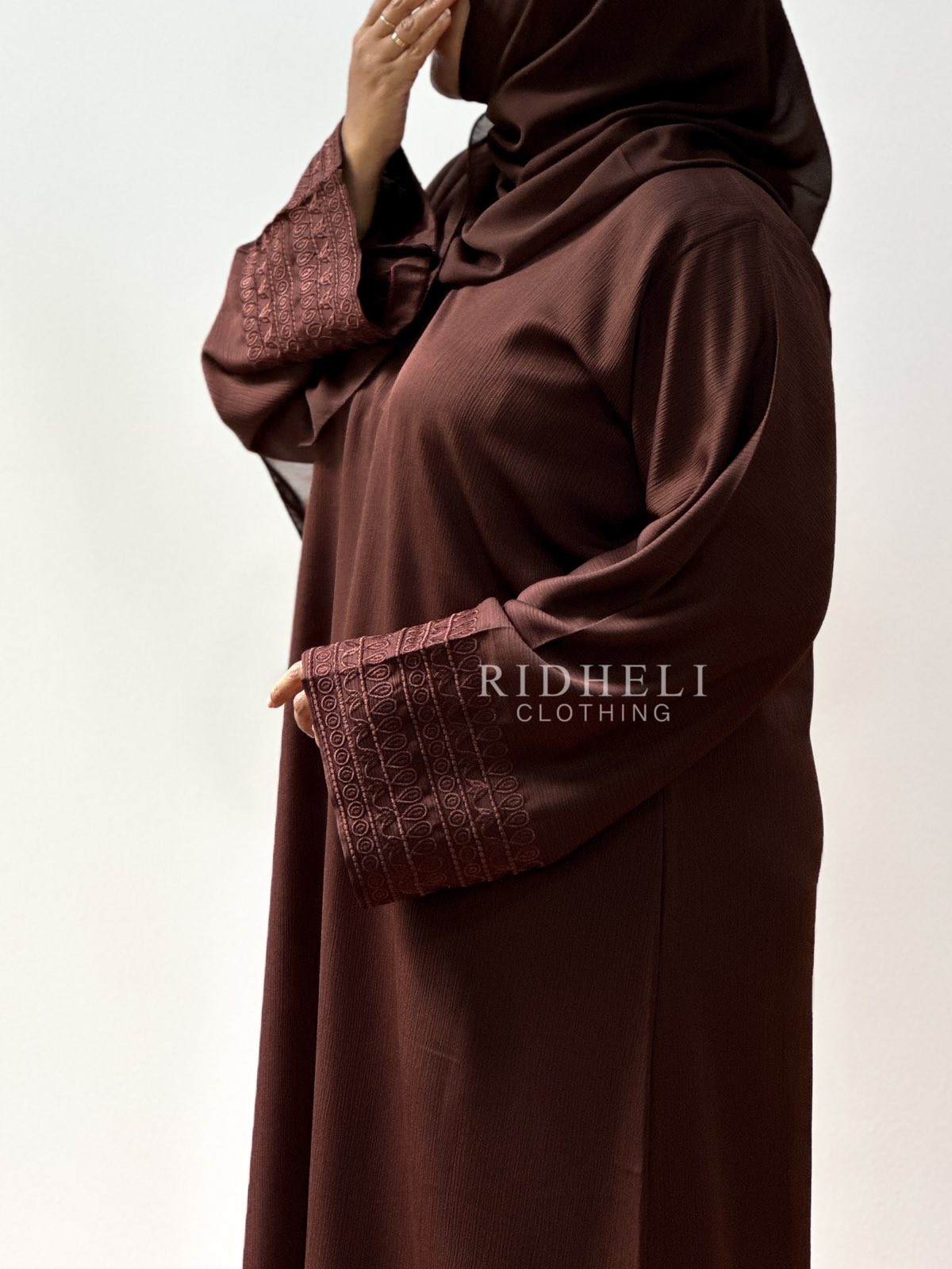 AFRA BROWN EMBROIDERY ABAYA