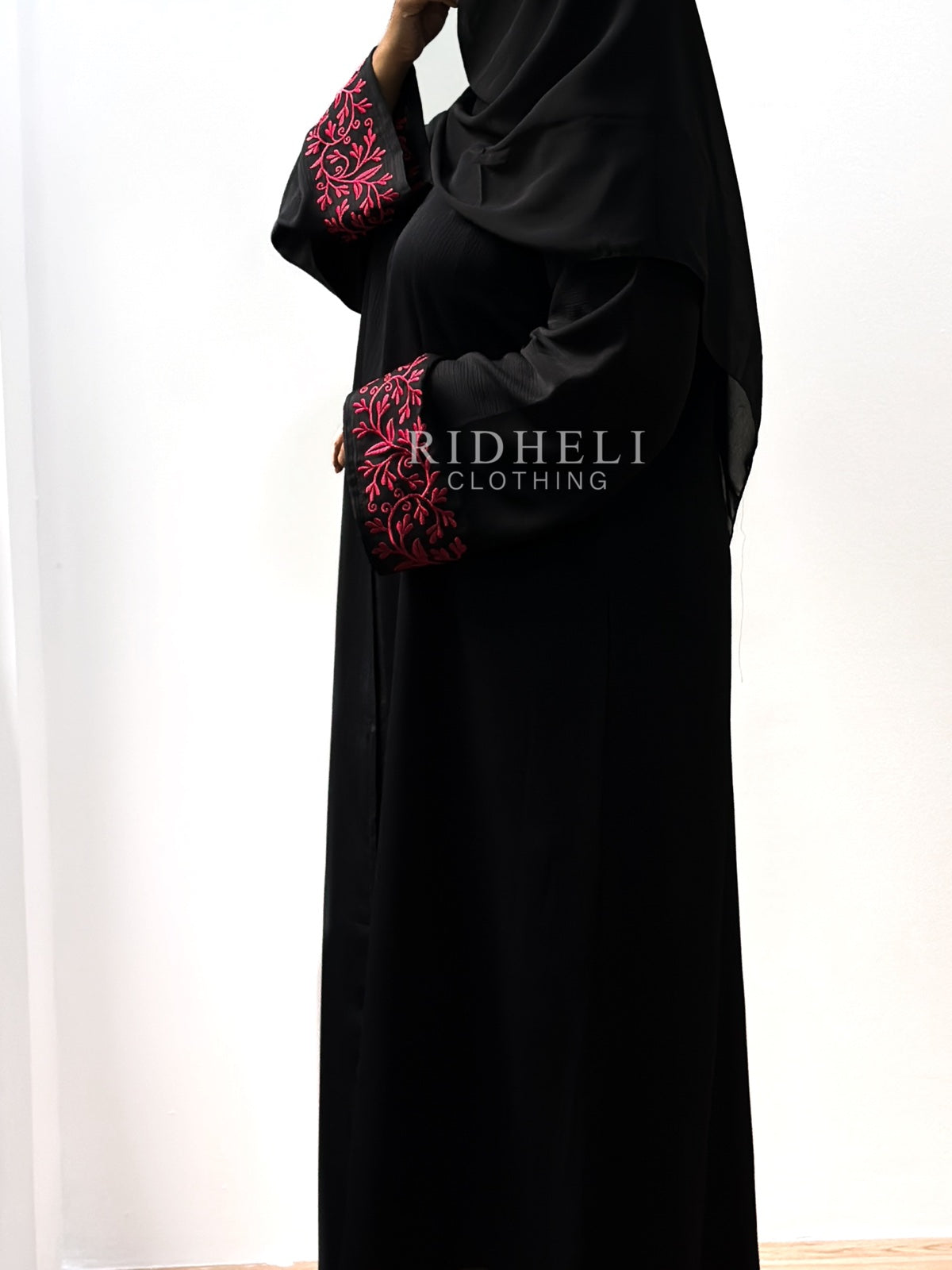 BASMA RED EMBROIDERY ABAYA