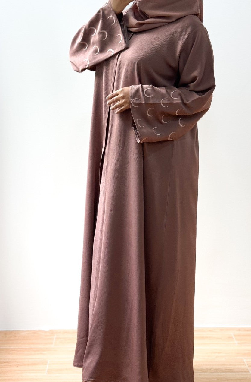 MOON DUSTY PINK EMBROIDERY ABAYA