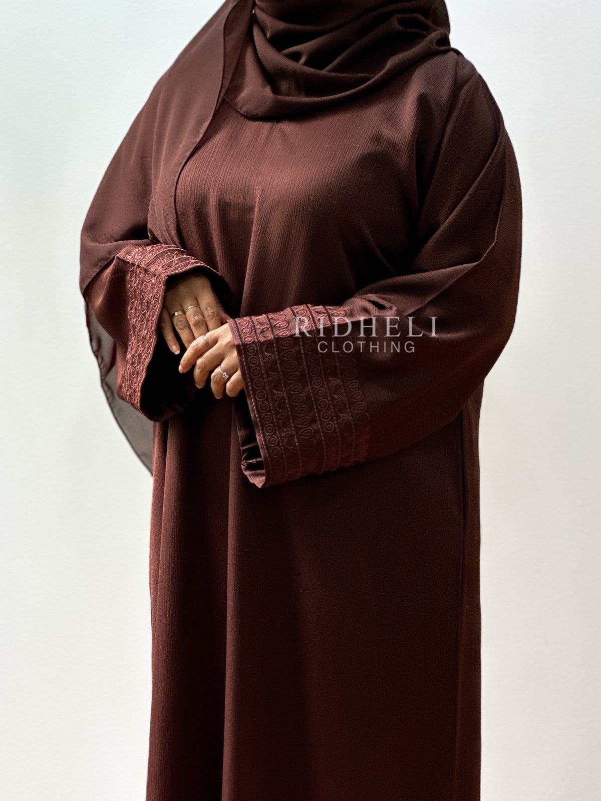 AFRA BROWN EMBROIDERY ABAYA