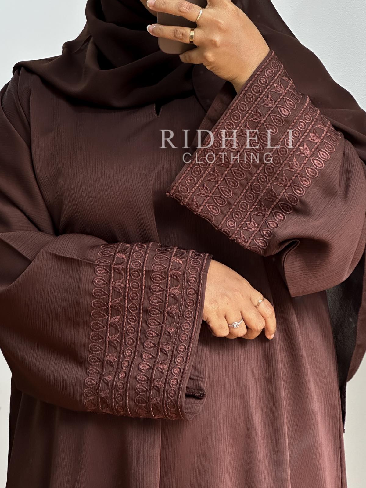 AFRA BROWN EMBROIDERY ABAYA