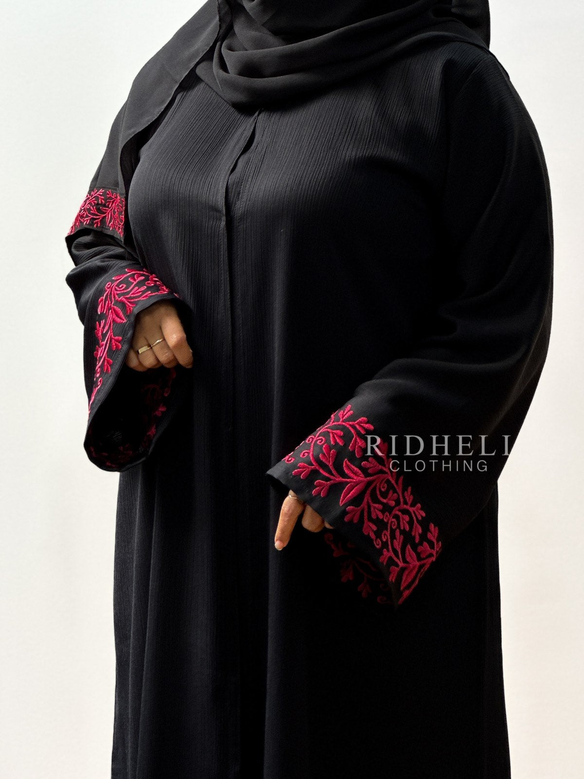 BASMA RED EMBROIDERY ABAYA