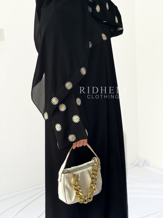 DAISY BLACK EMBROIDERY ABAYA